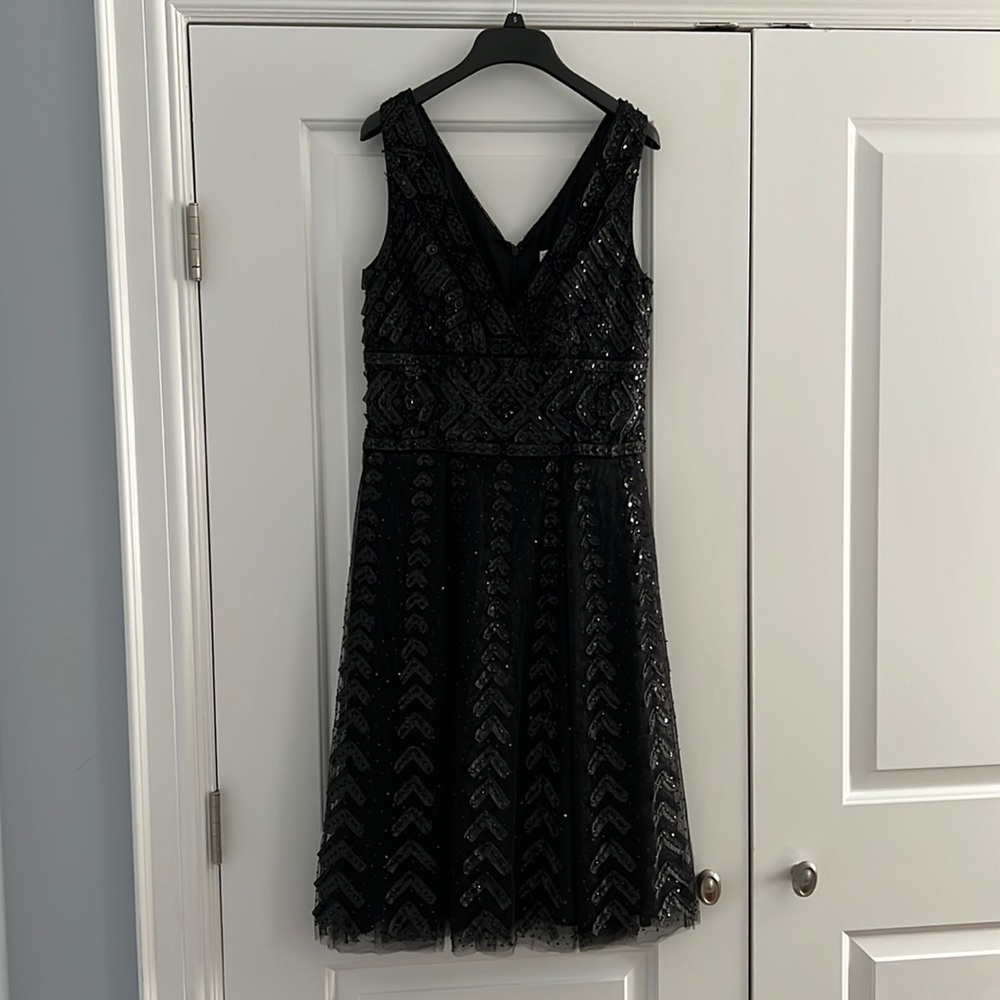 Carolina Herrera beaded v-neck cocktail dress midi length